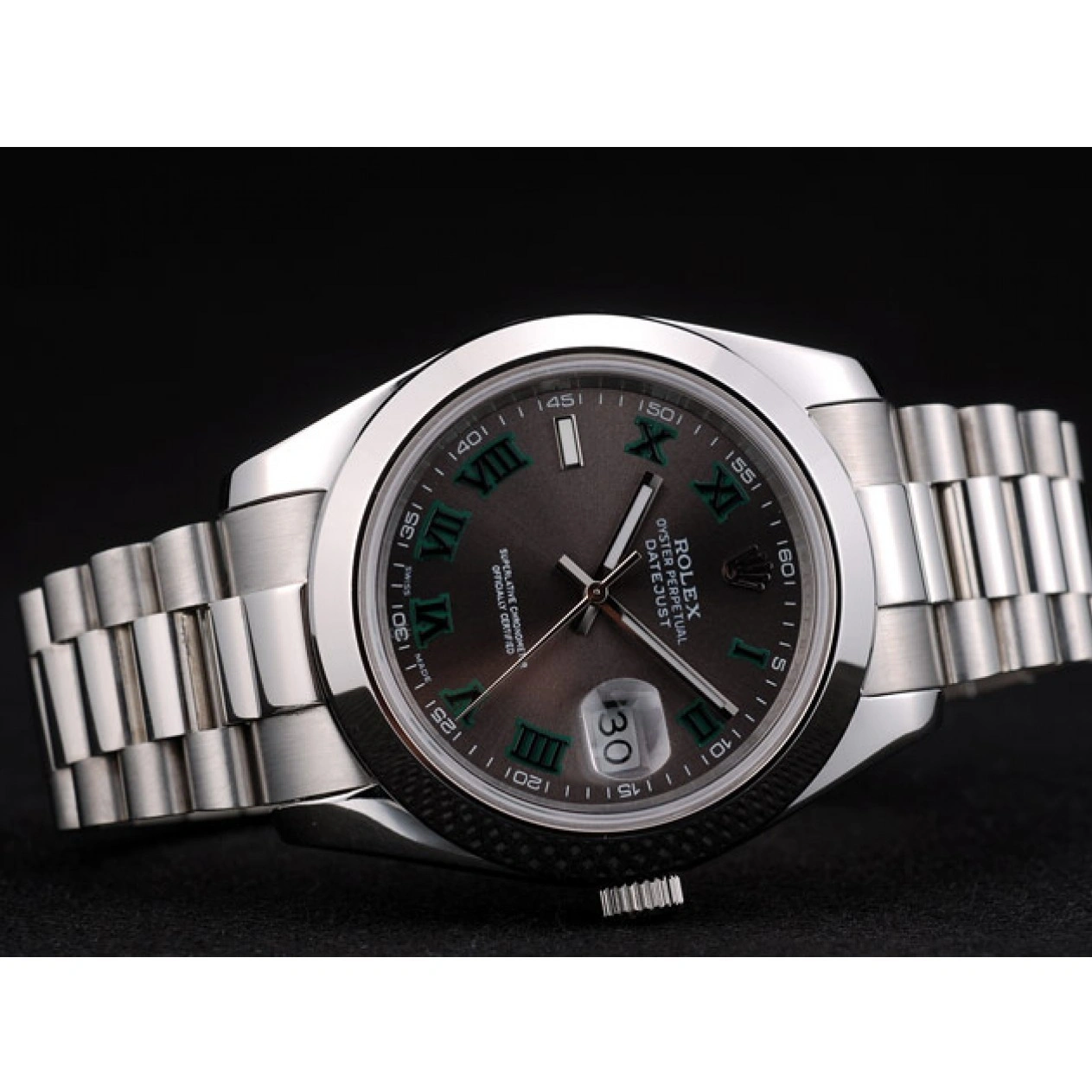 AAA replica watch 42000 Rolex Polished Swiss Steel Dial Stainless Bezel DateJust Grey 1014